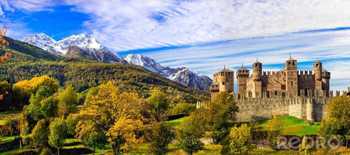 Poster Italienische Landschaft und Schloss