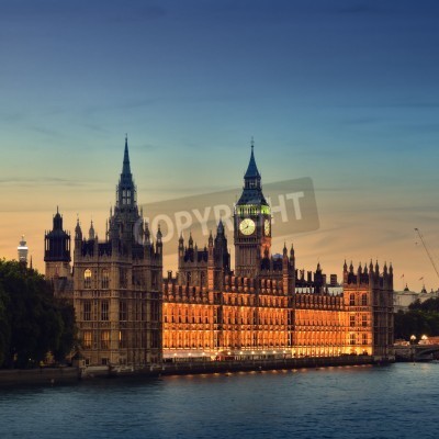 Poster London und das Parlament bei Nacht