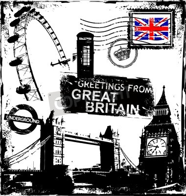 Poster Londoner Symbole Postkarte