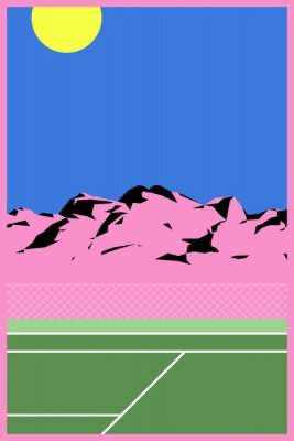 Poster Moderne Tennisplatzillustration