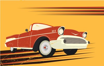 Poster Rotes Retro-Auto