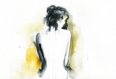 Schönes Gesicht. Frau Porträt. Abstrakte Aquarell .fashion Hintergrund