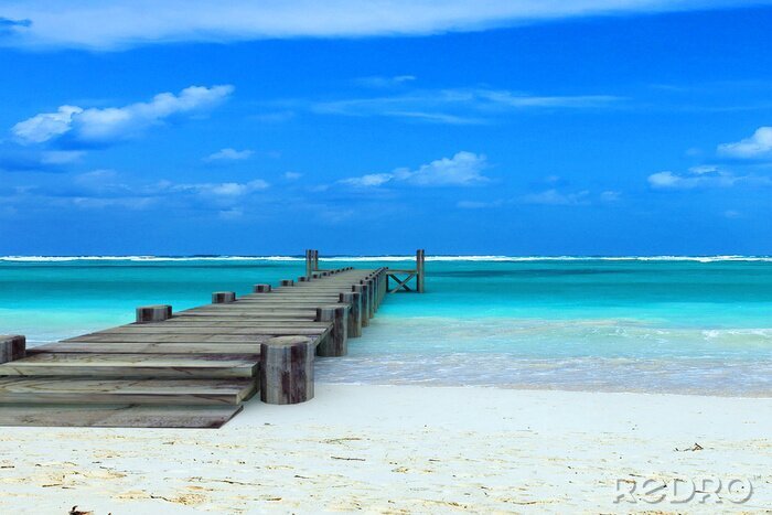 Poster Seebrücke und Meer in einer exotischen Landschaft