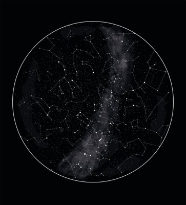 Poster Sky map with stars and  constellations