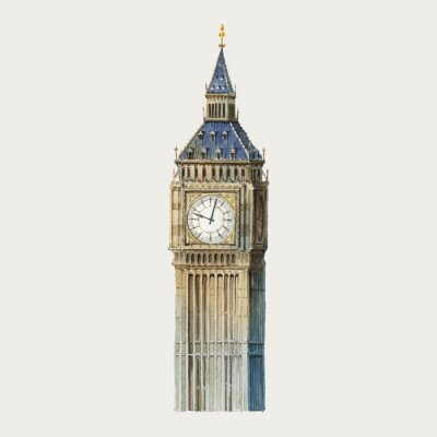 Sticker Big Ben in London watercolor illustration