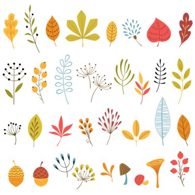 Sticker Herbst floralen Design-Elemente