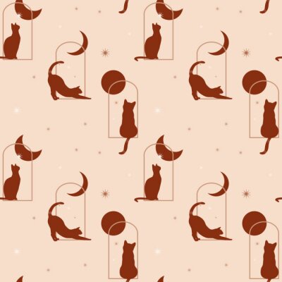 Sticker Katze-Boho-Thema