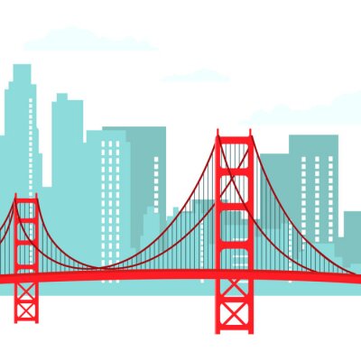 Sticker San Francisco Modern Cityscape Vector Illustration