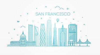 Sticker San Francisco Stadt Skyline Vektor Hintergrund