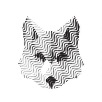 Sticker Wolfskopf schwarze Wellen 3D