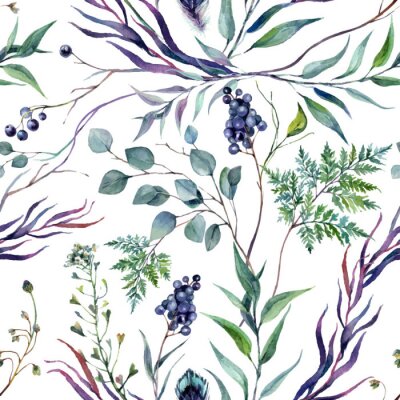 Tapete Aquarell Botanical Greneery Pattern