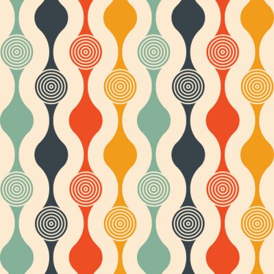 Tapete Retro seamless pattern - colorful nostalgic background design with circles