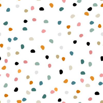 Semless hand drawn pattern with colorful dots. Abstract childish texture for fabric, textile, apparel. Vector illustration