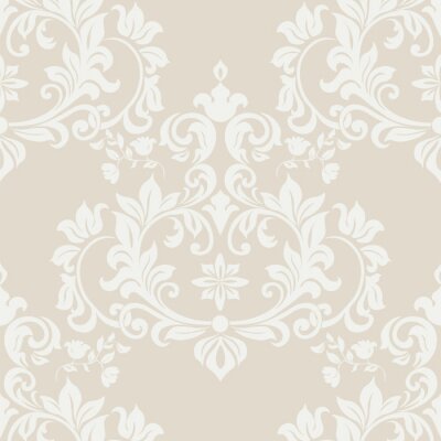 Tapete Vector Damast-Musterverzierung Imperiale Art. Verziertes Blumenelement für Gewebe, Textil-, Entwurfs-, Hochzeitseinladungen, Grußkarten, Tapete. Helle beige Farbe