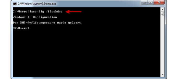 DOS-Kommando: ipconfig /flushdns