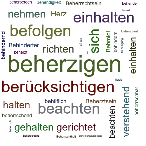 Ein anderes Wort für beherzigen - Synonym beherzigen