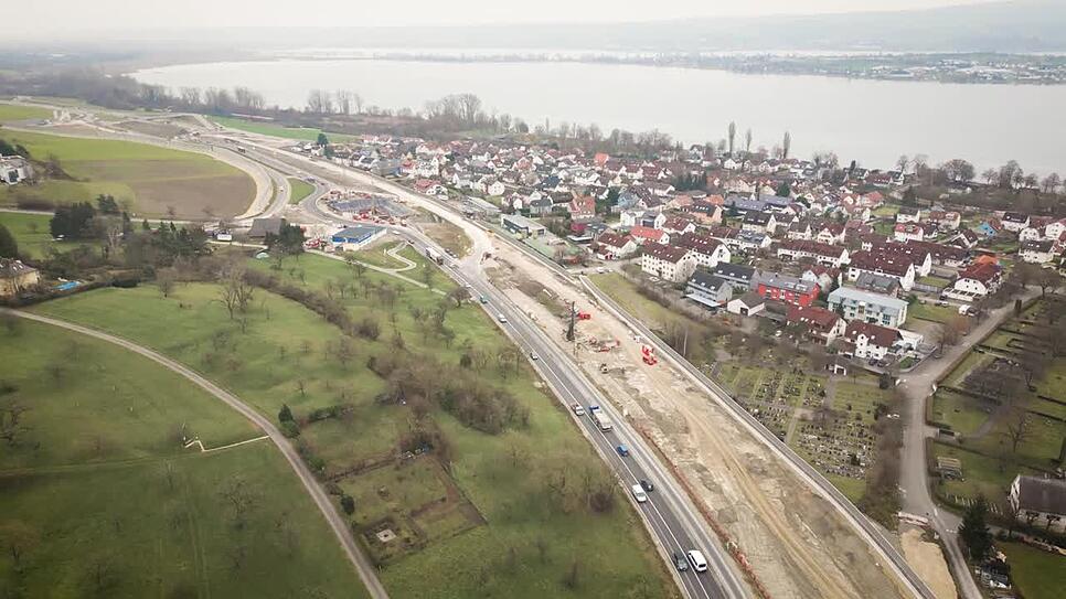 B33-Ausbau: Die Tunnelbaustellen im Dezember aus der Luft