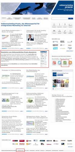 Links zum Newsletter auf der Startseite