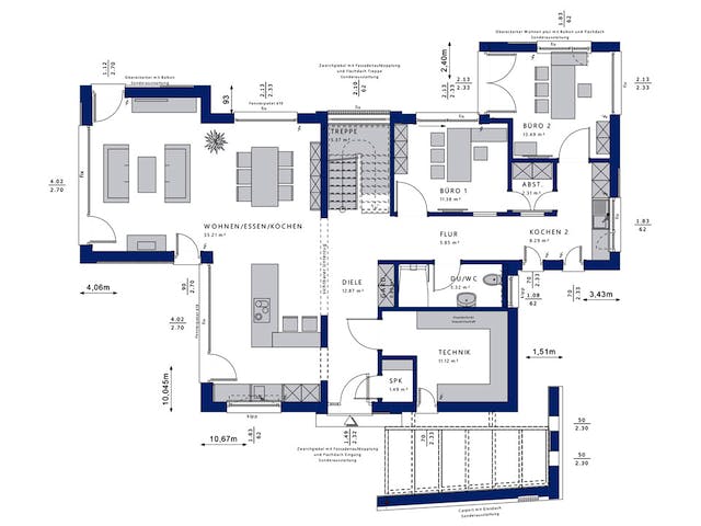 Fertighaus CONCEPT-M 154 Hannover von Bien-Zenker Schlüsselfertig ab 641352€, Satteldach-Klassiker Grundriss 1