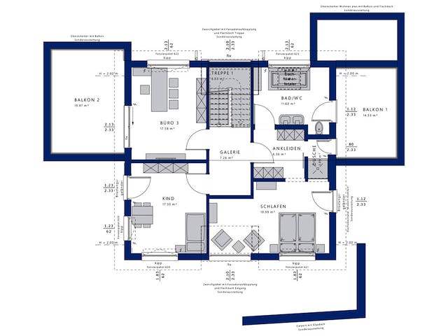 Fertighaus CONCEPT-M 154 Hannover von Bien-Zenker Schlüsselfertig ab 641352€, Satteldach-Klassiker Grundriss 2