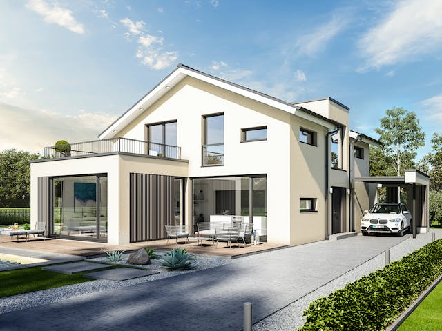 Fertighaus CONCEPT-M 154 Hannover von Bien-Zenker Schlüsselfertig ab 641352€, Satteldach-Klassiker Außenansicht 2