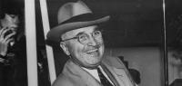 3rd December 1950: American statesman Harry S Truman (1884 - 1972), the 33rd President of the United States of America, laughing on board the 'Williamsburg', bound for Florida on vacation. (Photo by Hulton Archive/Getty Images) Getty ImagesGetty Images