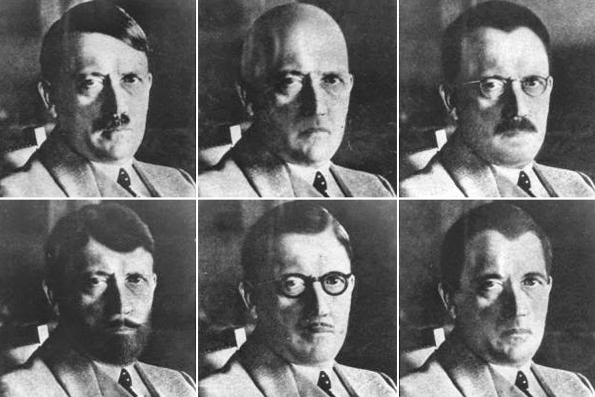 Mit derartigen Fotomontagen fahndete das FBI nach 1945 nach Adolf Hitler