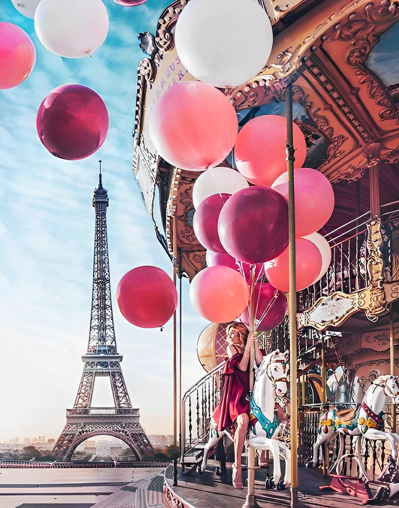 Ballons und Eiffelturm Malen nach Zahlen