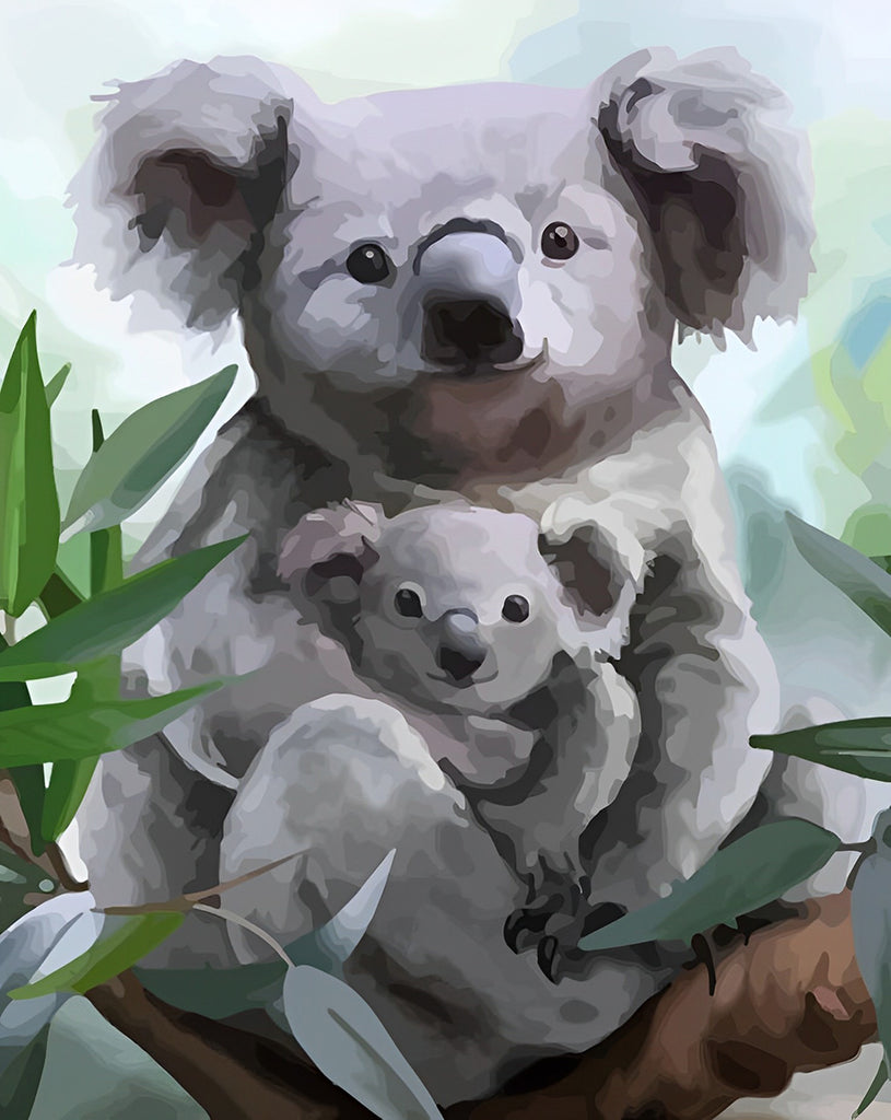 Koala-Mutter und Baby Malen nach Zahlen