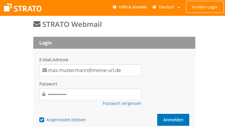 Strato Webmail Login Formular