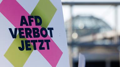 Schild mit der Forderung nach einem AfD-Verbot