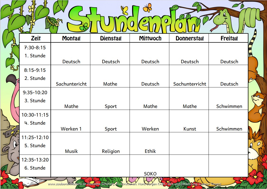 Stundenplan der Klasse 2 | Grundschule Nerchau