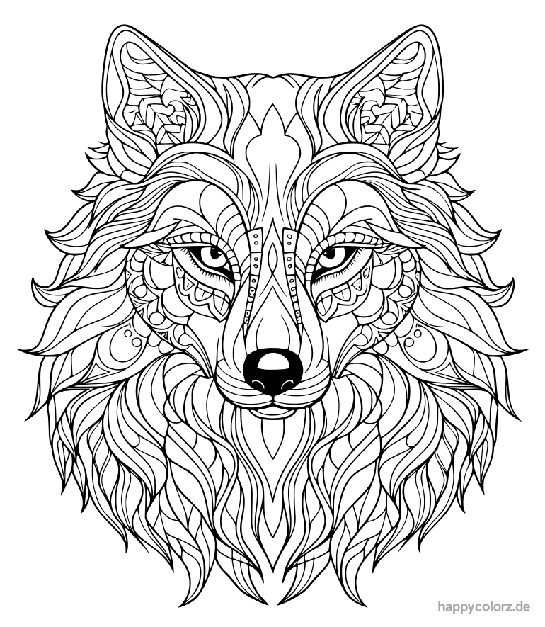 Mandala Wolf Ausmalbild