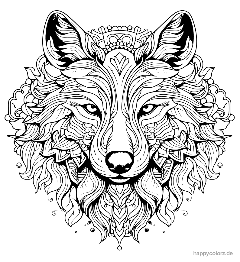 Wolfskopf Mandala zum ausdrucken