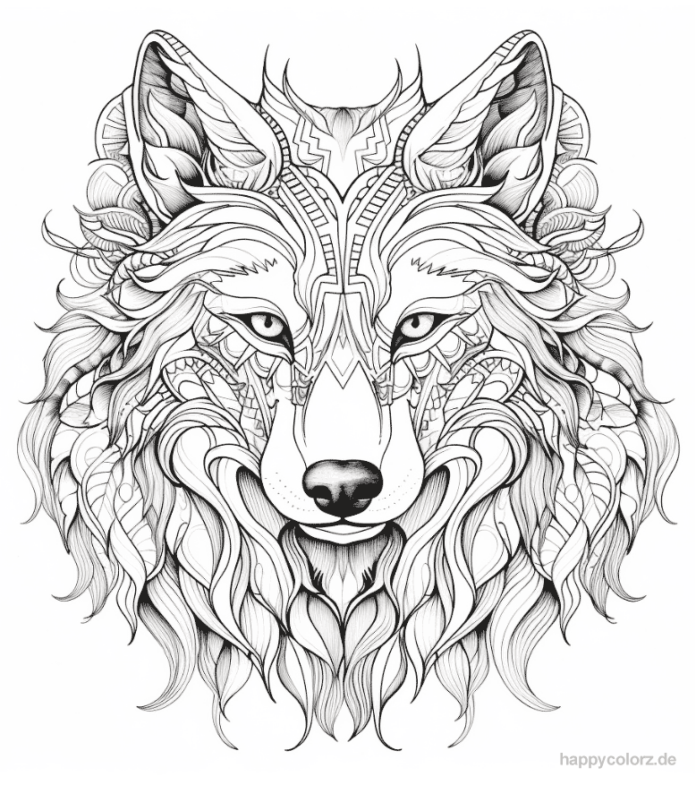 Zentangle Wolf Vorlage