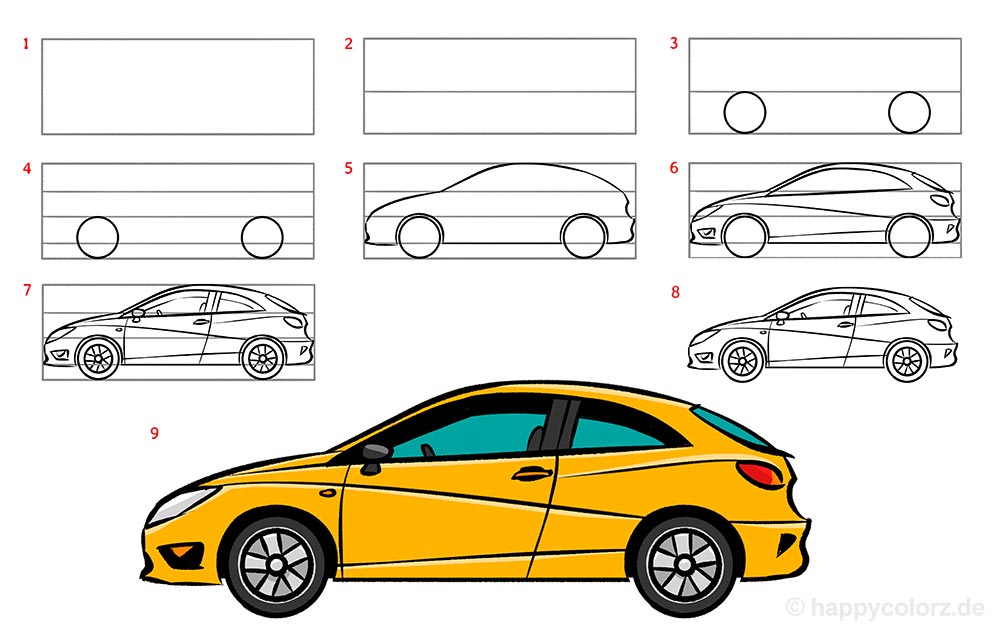 Auto malen - Schritt für Schritt