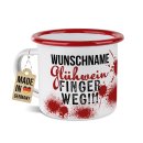 Emaille Tasse f&uuml;r Gl&uuml;hwein - mit Name - Rand...