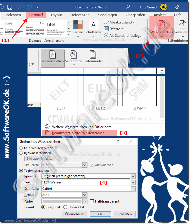 Wasserzeichen einfgen in MS Word oder Excel!