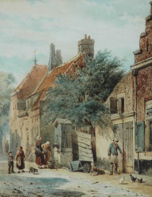 Cornelis Springer | The Grote Poortstraat, on the corner of the Kromhoutsteeg, in Harderwijk, Aquarell auf Papier, 27,0 x 21,6 cm, signed l.l. und dated 1863