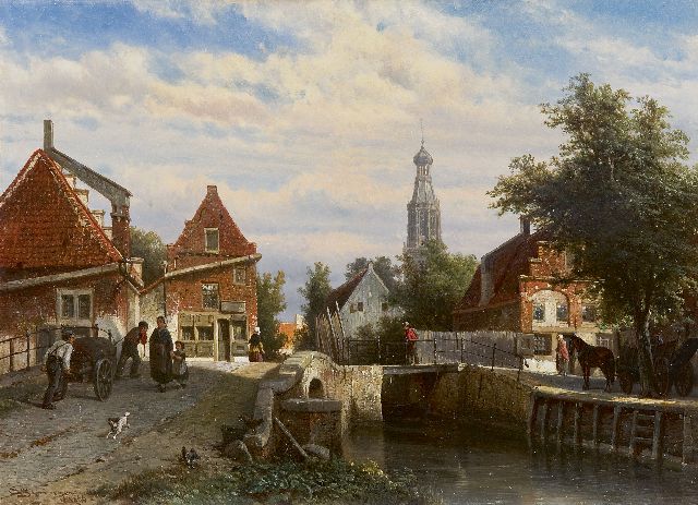 Cornelis Springer | A view on the Staaleversgracht in Enkhuizen, Öl auf Holz, 36,2 x 50,0 cm, signed l.l. und dated 1866