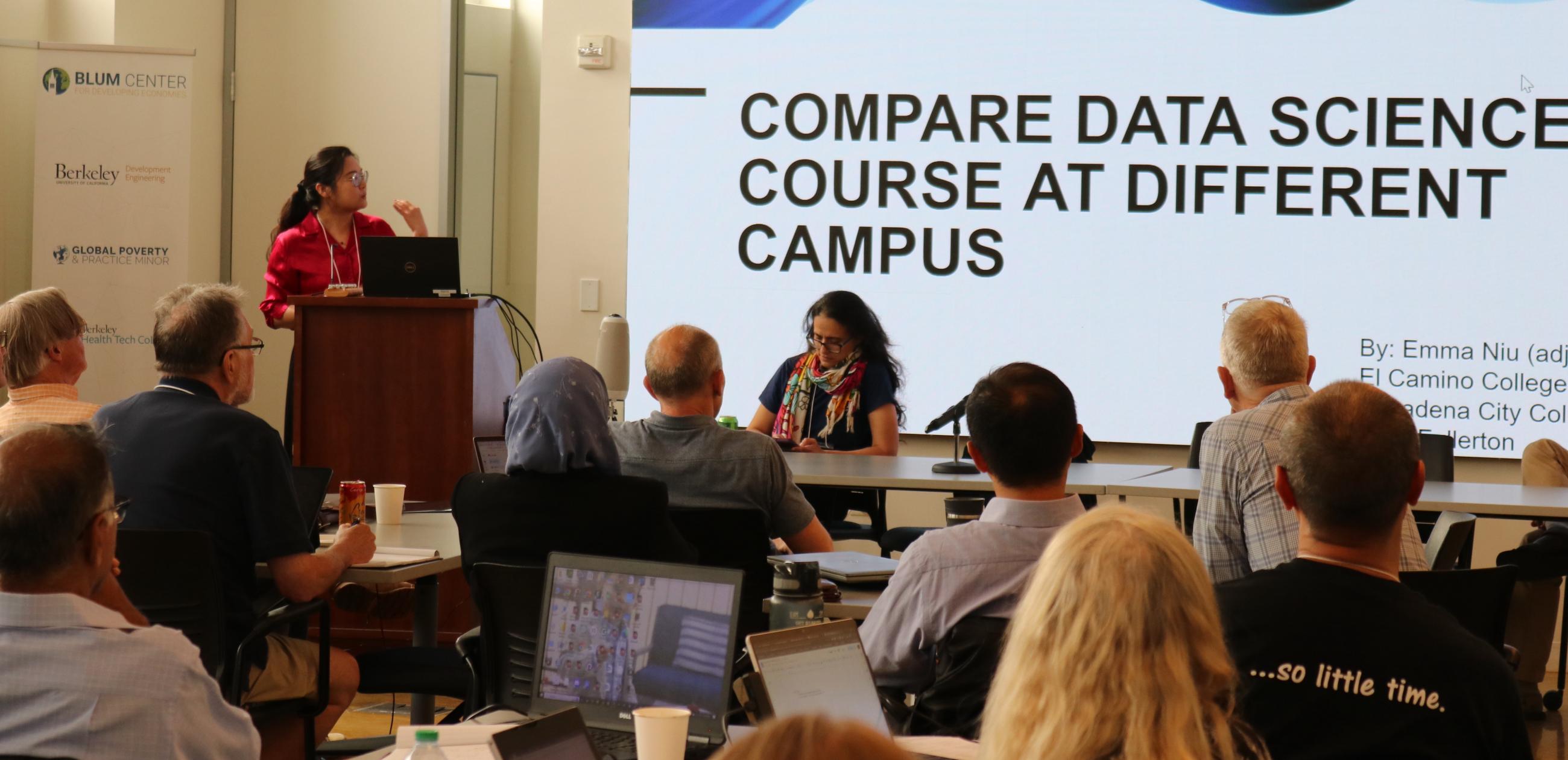 An El Camino Community College expert speaks at the National Workshop on Data Science Education in June 2024.