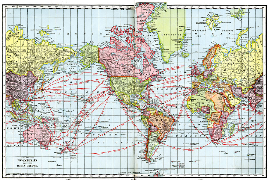 World Sea Routes Wall Map By Maps Of World Mapsales - Gambaran