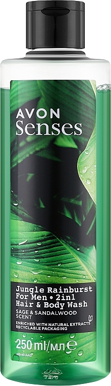 "Tropical Jungle" tusfürdő sampon-gél férfiaknak - Avon Senses Hair & Body Wash 