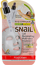 3D szövetmaszk "Multi-step + szérum" Purederm Snail Cell Illuminating Multi-step Treatment