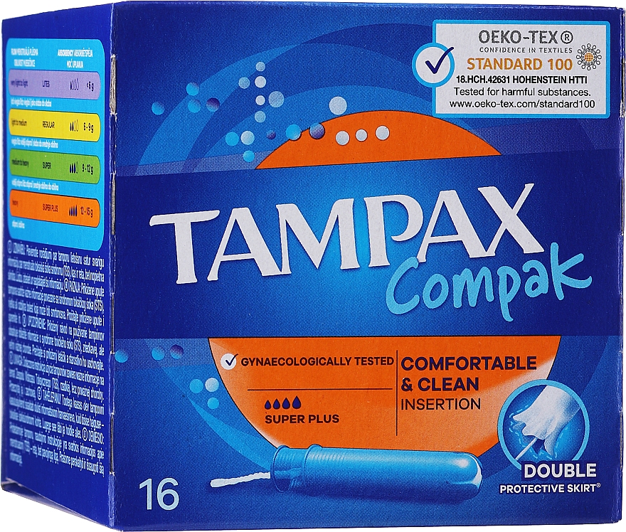 Tampon applikátorral, 16 db - Tampax Compak Super Plus