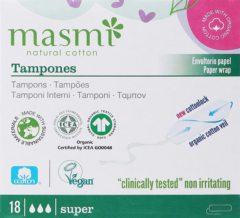 Tampon applikátor nélkül, 18 db - Masmi Super