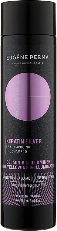 Sampon keratinnal ősz, szőkített és melírozott hajra - Eugene Perma Essentiel Keratin Silver Shampoo