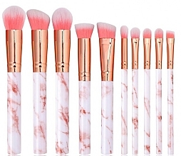 Makeup Brush Set, 10 pcs, marble Deni Carte