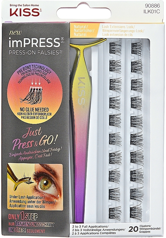 الرموش الصناعية مع الملقط Kiss imPRESS Press on Falsies Kit	