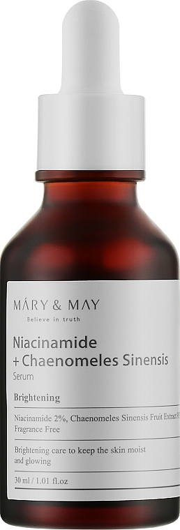 مصل تفتيح البشرة بالنياسيناميد والشينوميليس - Mary & May Niacinamide + Chaenomeles Sinensis Serum	